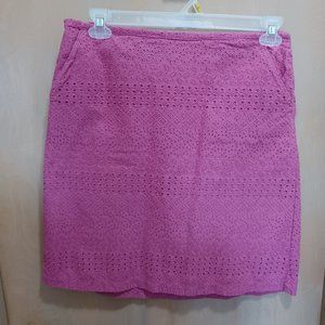 LL Bean "Favorite Fit" Lined Cotton Eyelet Skirt Size 8